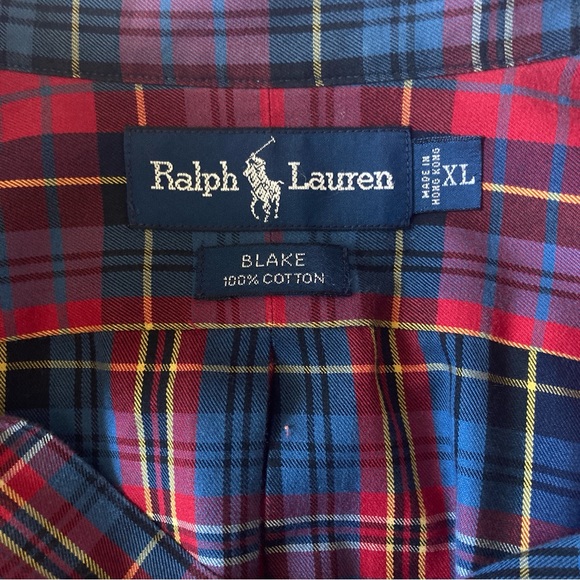 Ralph Lauren Blake Fit Red Plaid Button Down Oxford Shirt Size XL - Picture 5 of 5